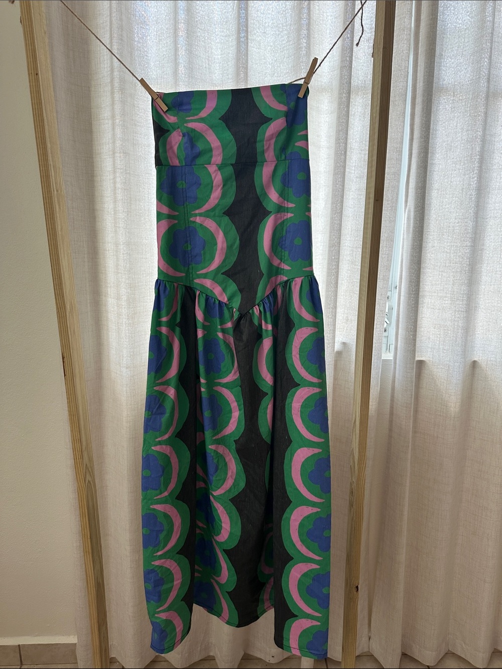 Bold Floral Maxi Dress in Green, Purple & Pink